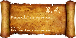 Macskásy Aranka névjegykártya