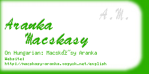 aranka macskasy business card